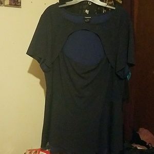 Blue leopard print peplum top